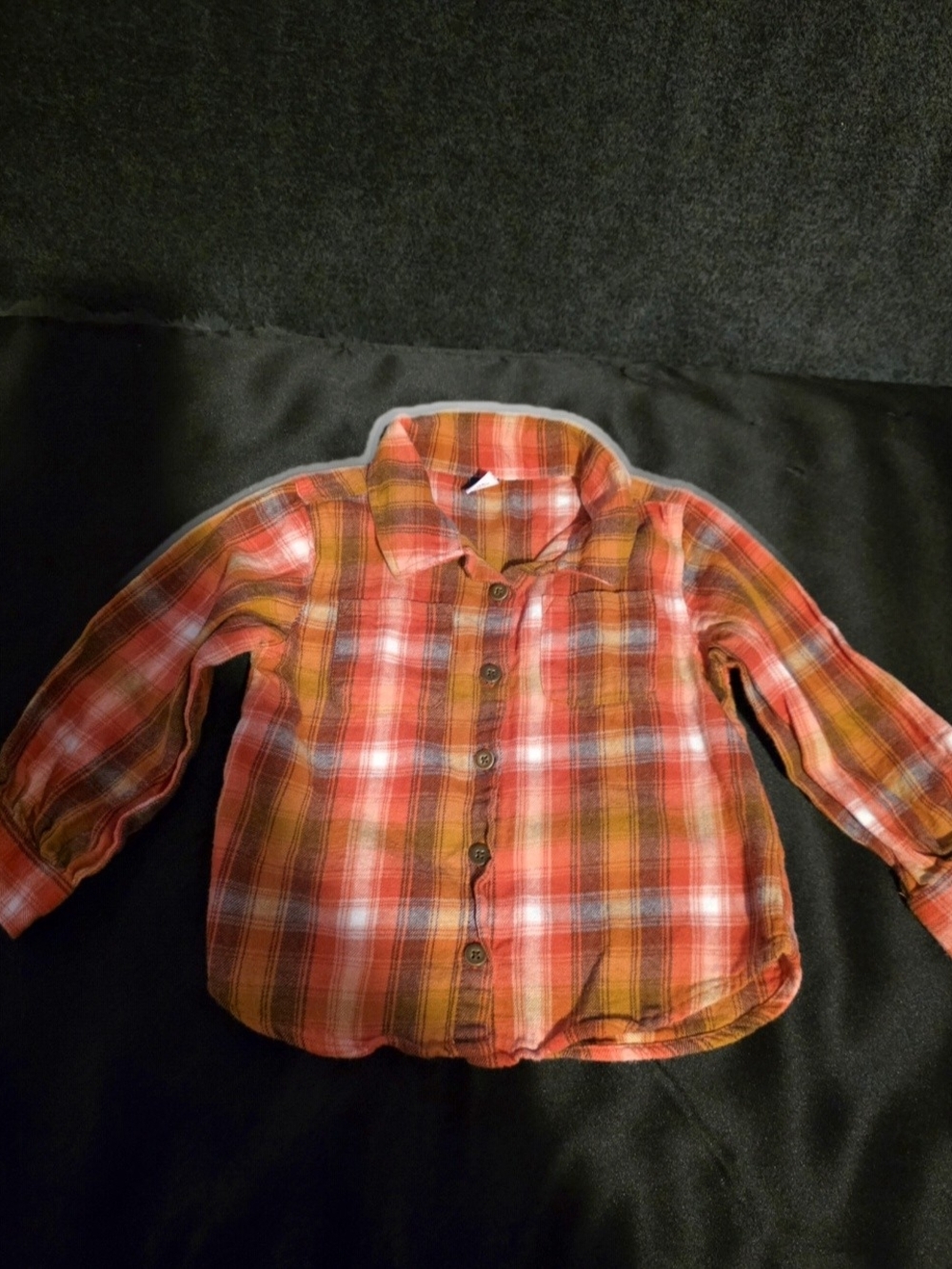 Old Navy Red and Orange Plaid Button-Down Shirt